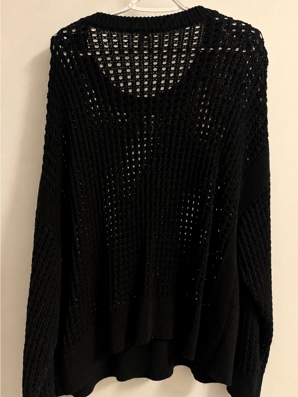 Black Open-Weave Crewneck Sweater - Picture 2 of 5